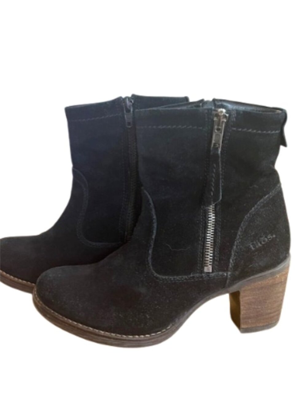 Taos Women’s Suede Ankle Boots – Black – Size 36 (US 6) Block Heel
